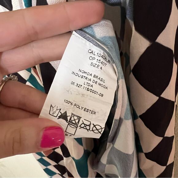 PatBo Check Print Tie Waist High Rise Slit Wide Leg Satin Pants 4 FLAWED - Picture 8 of 12